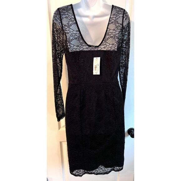 Bold Elements Black Lace V-Neck Lined‎ Size M New With Tags - Picture 4 of 6